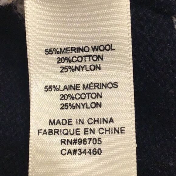 Rebecca Taylor Navy Blue Cream Stripe Merino Wool Ruffle Pullover Sweater - Picture 15 of 16